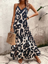 Leopard Print Spaghetti Strap Tiered Maxi Dress 8
