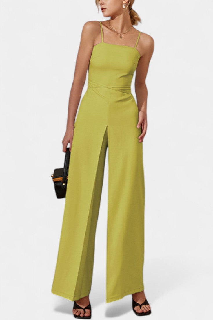 Square Neck Spaghetti Strap Wide Leg Jumpsuit