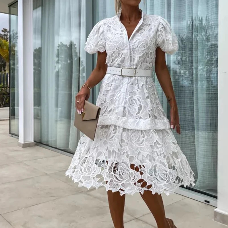 Faina Short Sleeve Mini Dress for Women Office and Evening
