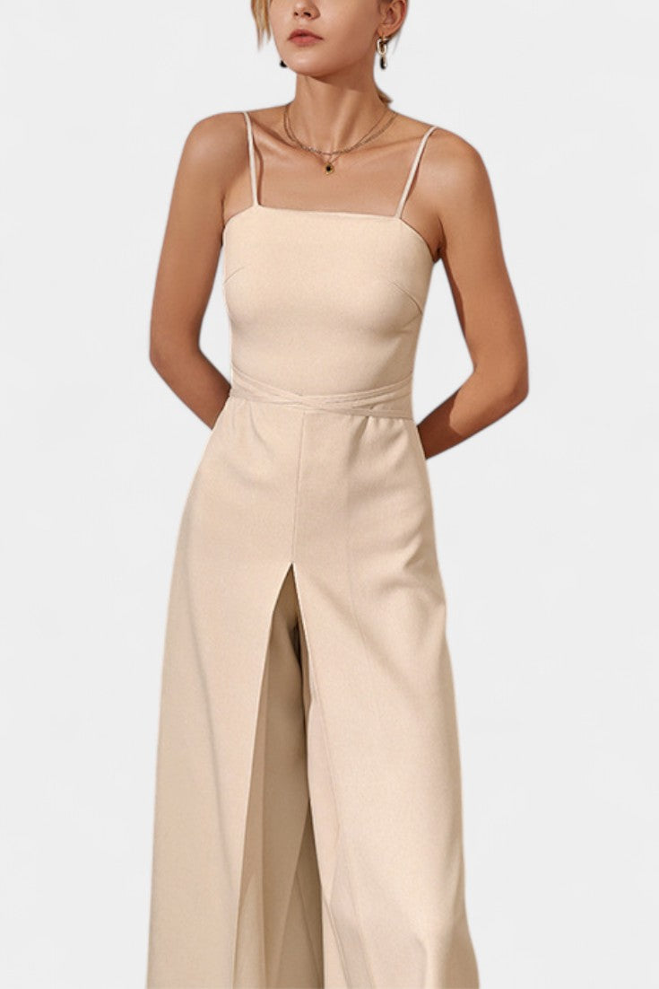 Square Neck Spaghetti Strap Wide Leg Jumpsuit