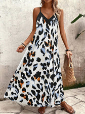 Leopard Print Spaghetti Strap Tiered Maxi Dress 12