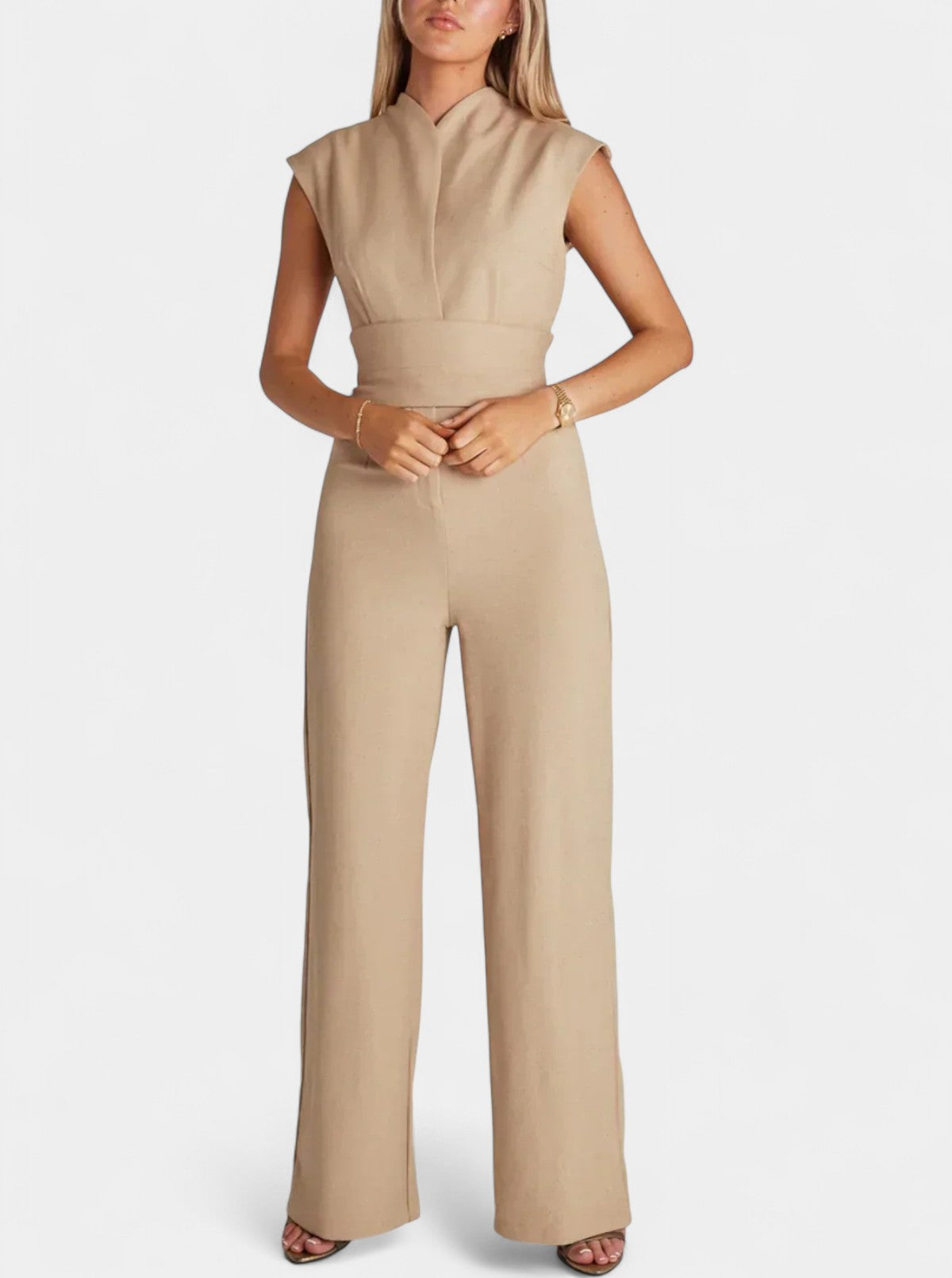 High Neck Sleeveless Wide Leg Jumpsuit