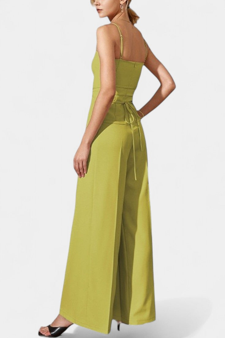 Square Neck Spaghetti Strap Wide Leg Jumpsuit