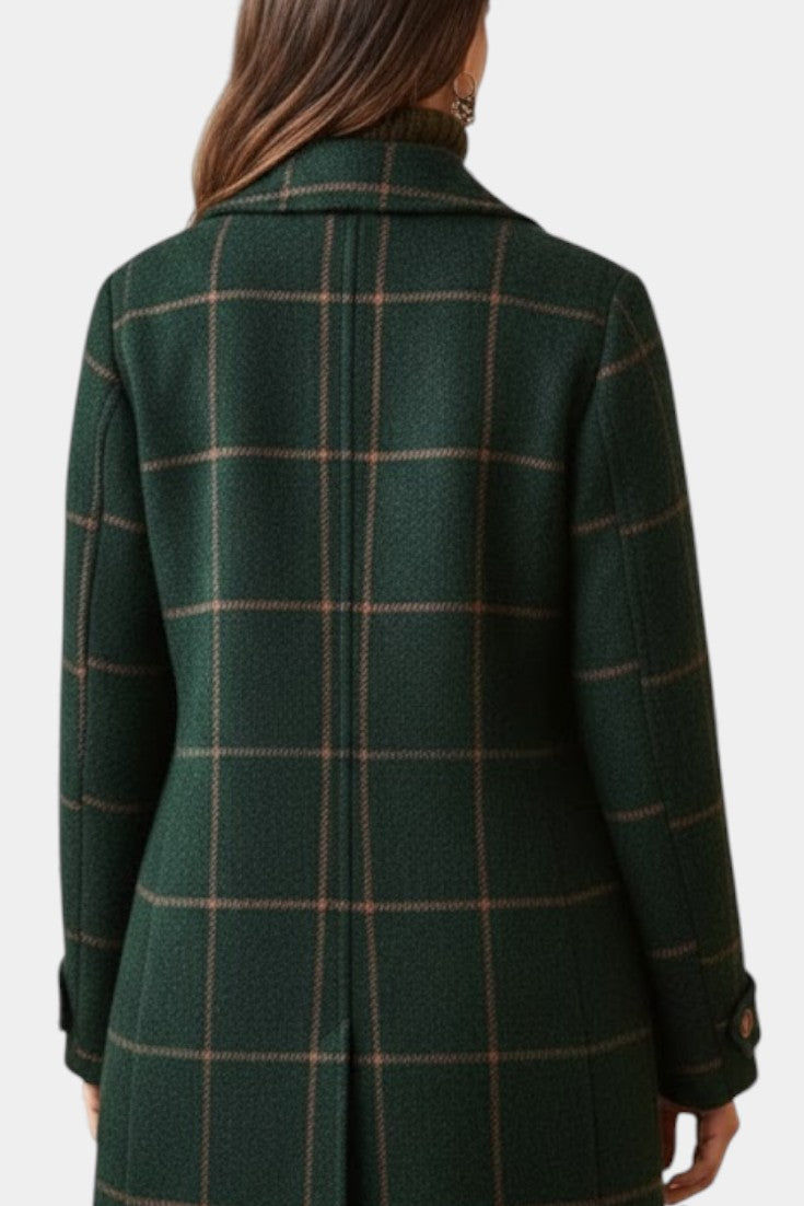 Windowpane Check Notch Lapel Longline Coat 5