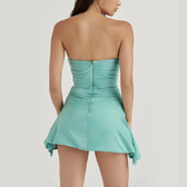 Willow - Turquoise Satin Strapless Mini Dress 4