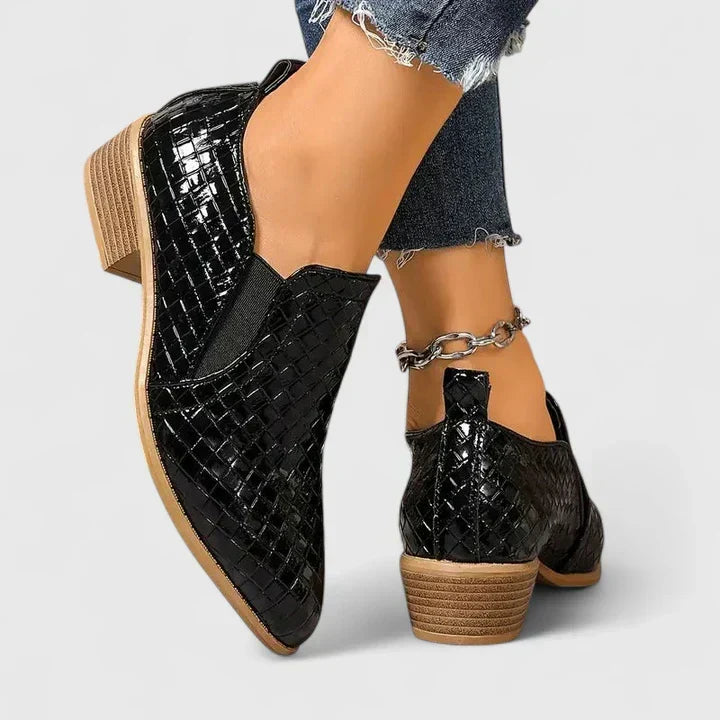 Pointed Toe Croc Textured Slip On Ankle Boots