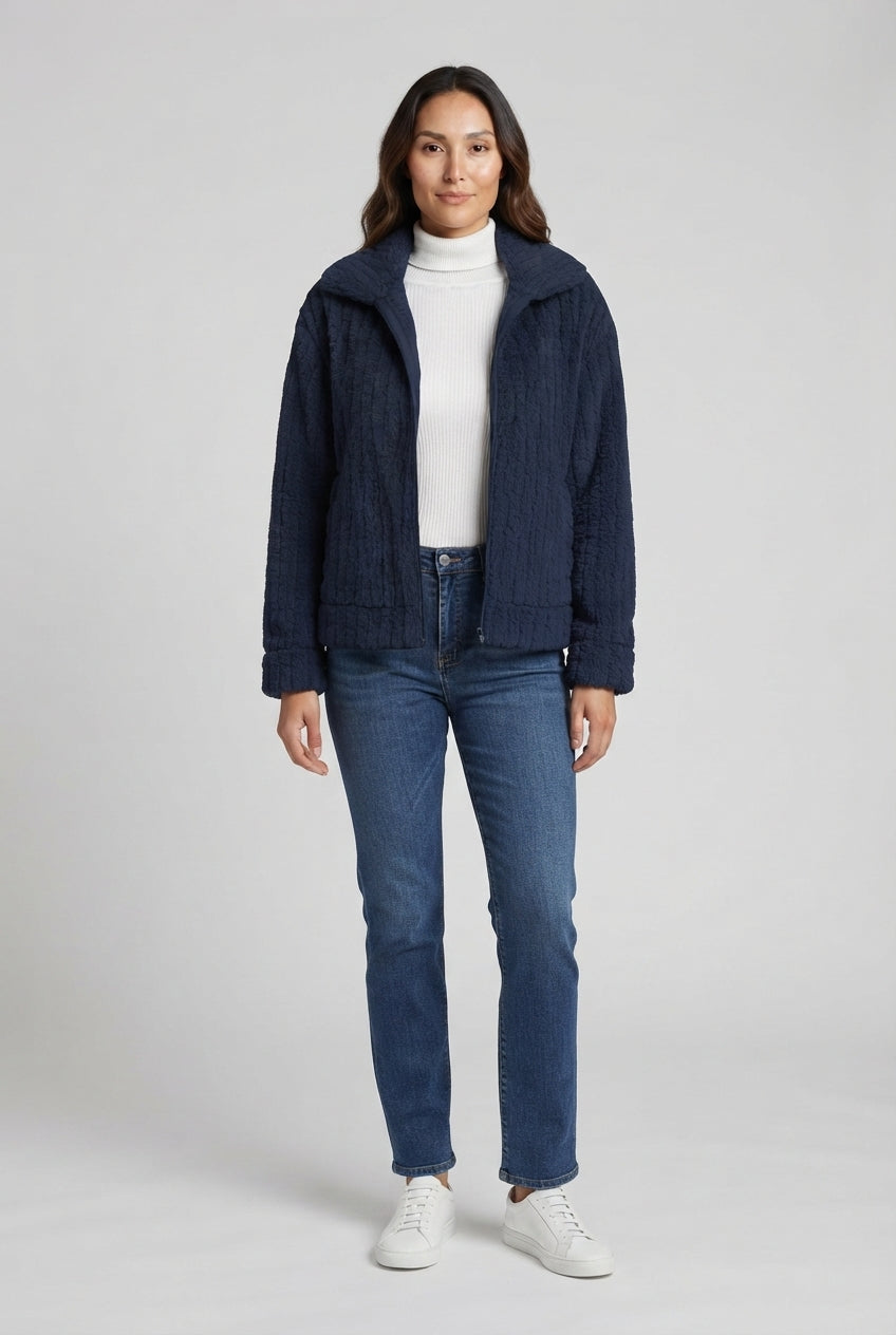 Zip Front Collared Sherpa Fleece Jacket