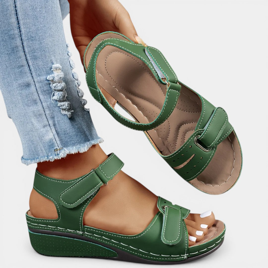 Open Toe Cut Out Ankle Strap Wedge Sandals