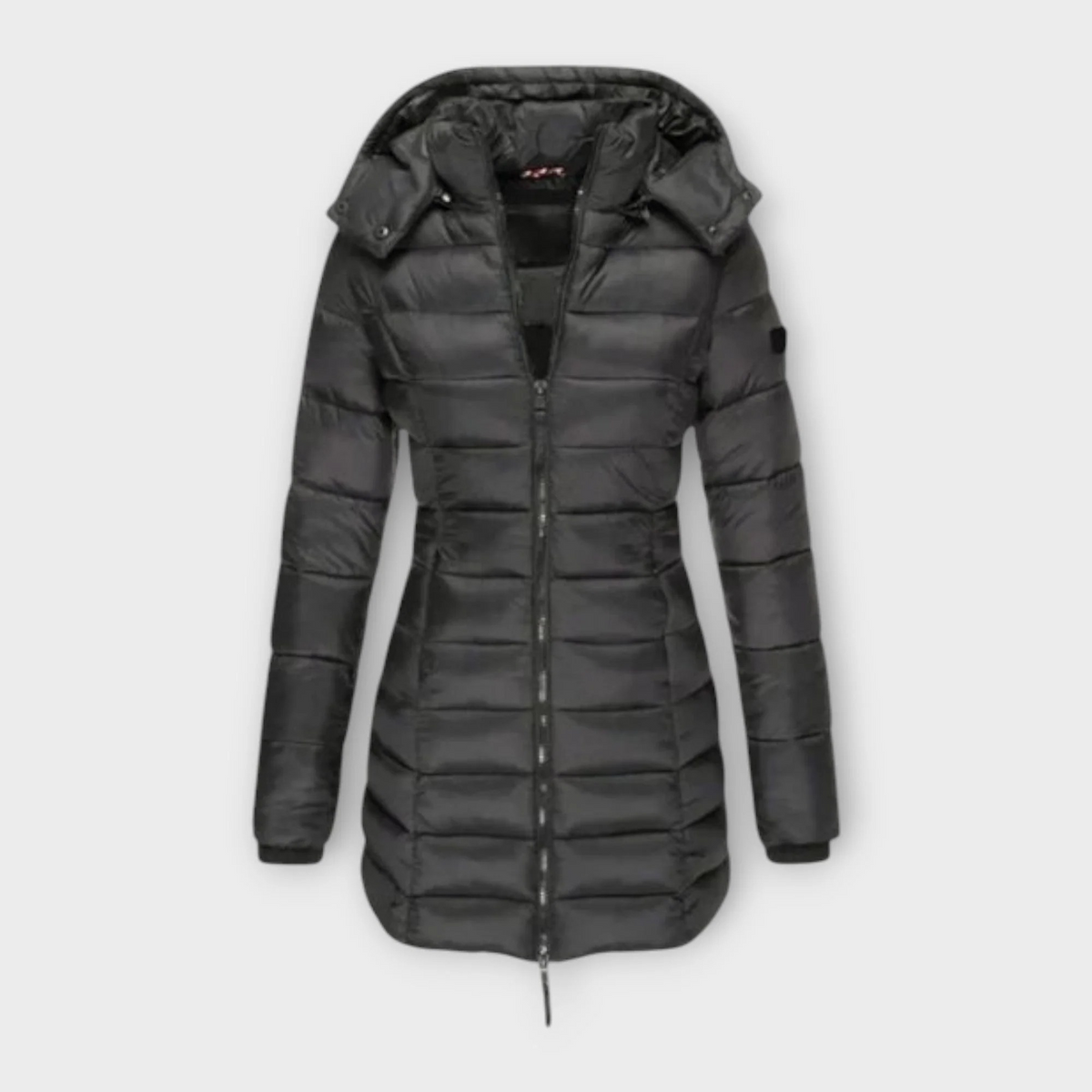Hooded Zip Front Quilted Longline Puffer Coat
