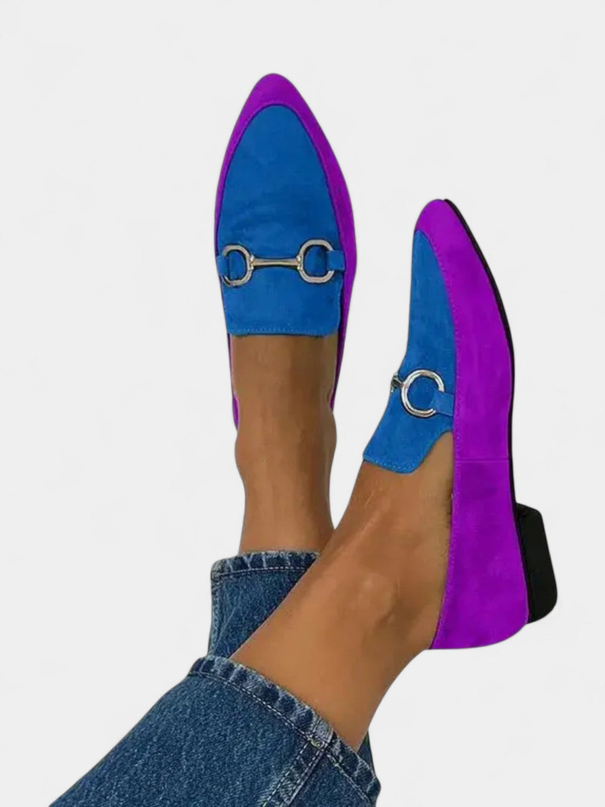 Suede Pointed Toe Horsebit Flat Loafers 2