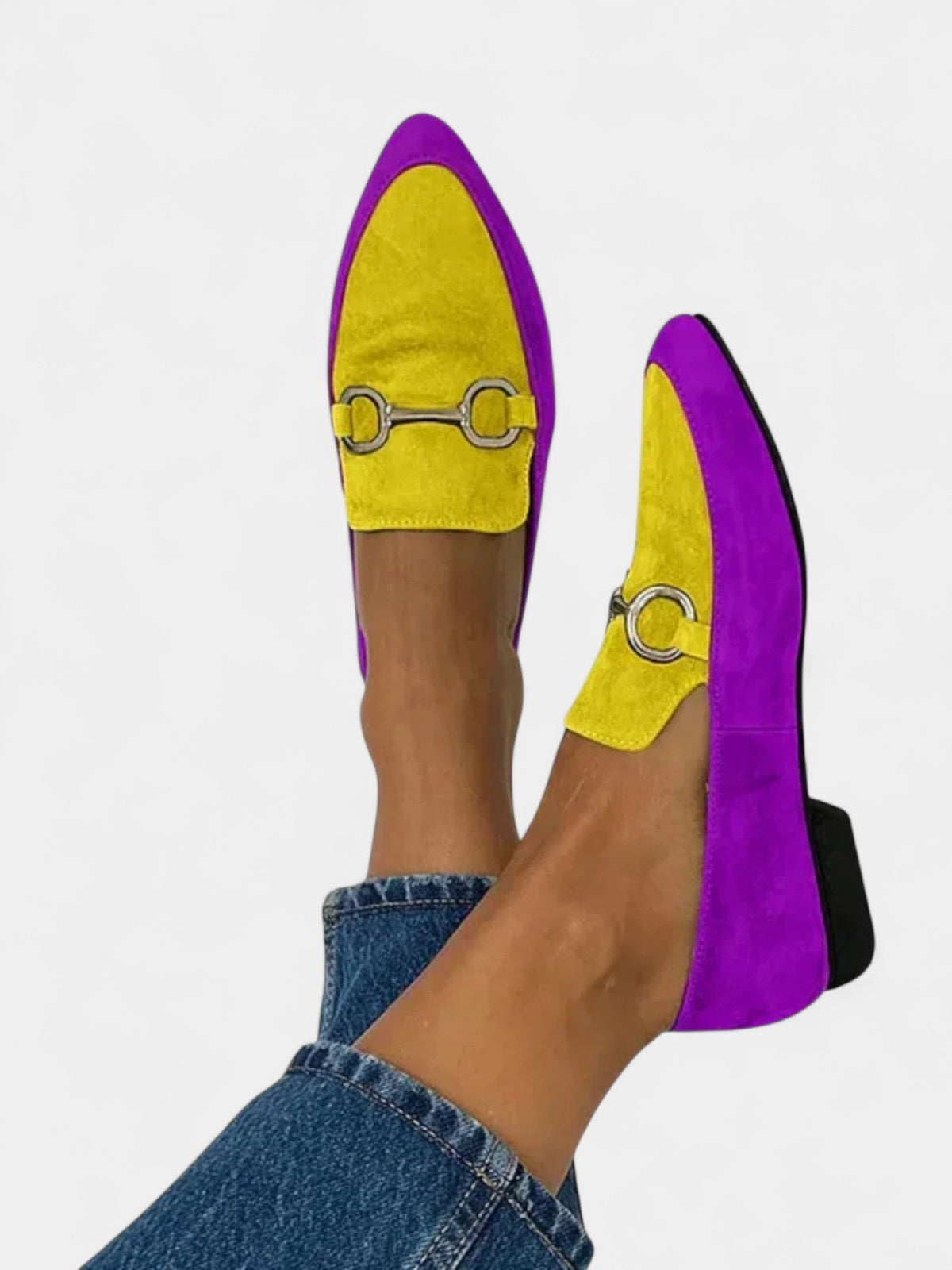 Suede Pointed Toe Horsebit Flat Loafers 3