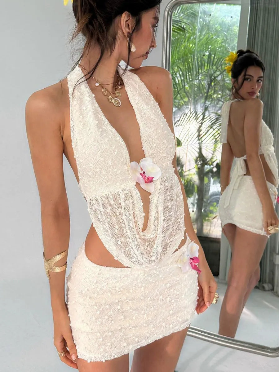 Sequin Deep V-Neck Cut Out Backless Bodycon Mini Dress 4