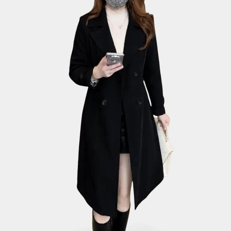 Notch Lapel Double Breasted Longline Trench Coat 5