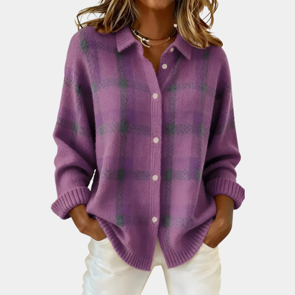 ANNA™ - CHECK KNIT WINTER CARDIGAN