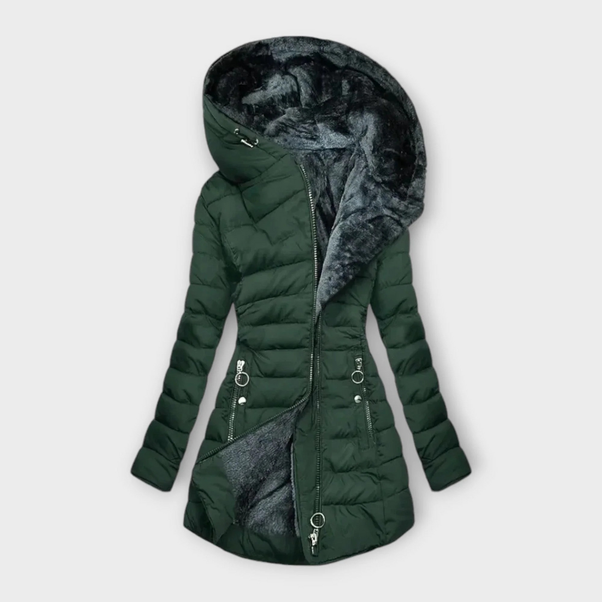Hooded Faux Fur Lined Longline Puffer Coat