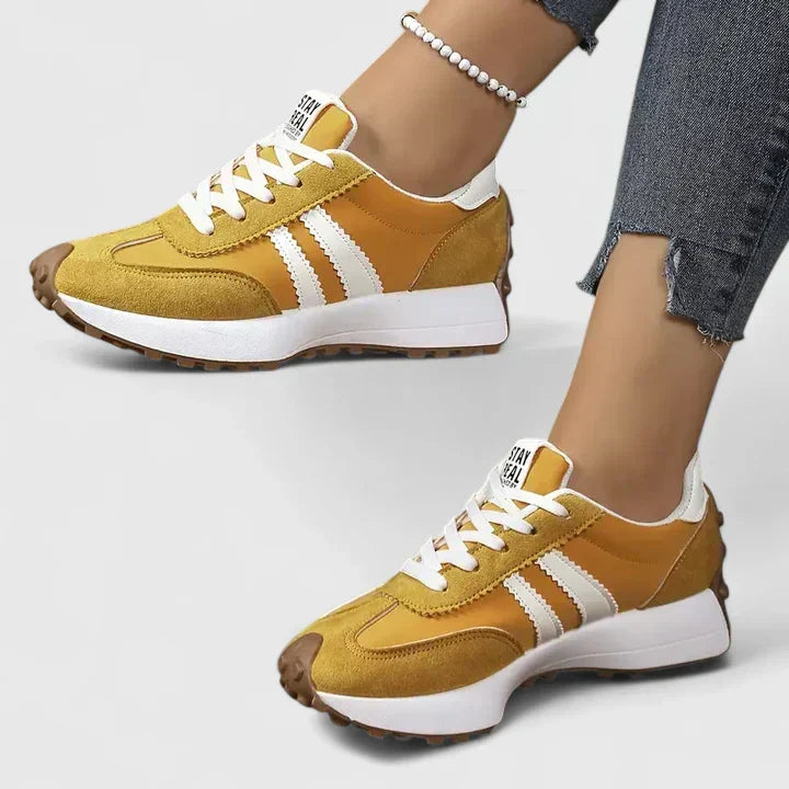 Lace Up Suede Look Side Stripe Retro Sneakers