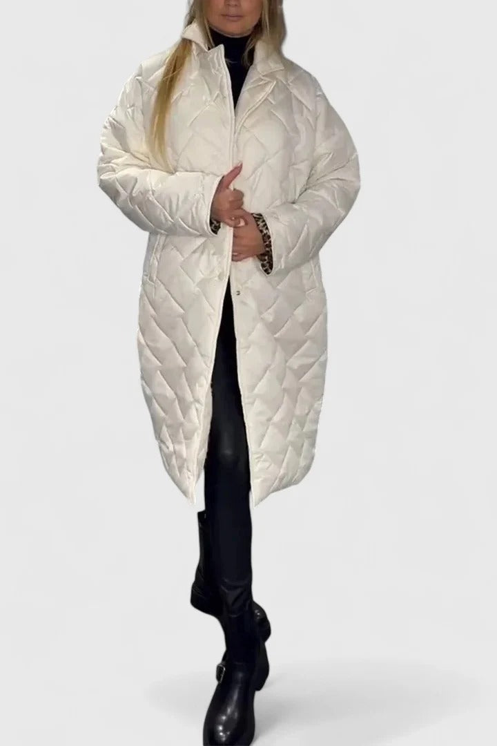 Diamond Quilted Snap Front Longline Coat