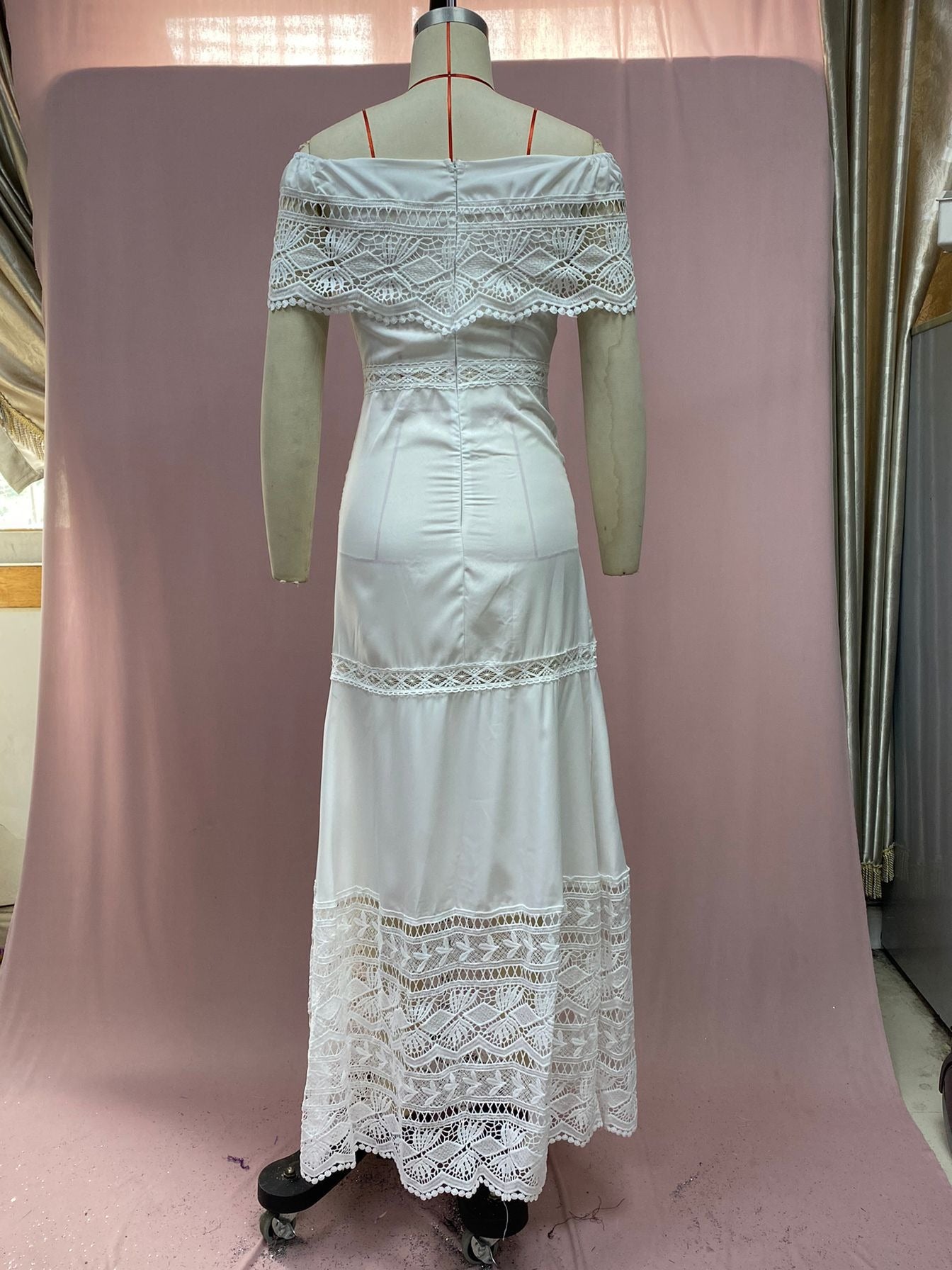 Off Shoulder Lace Tiered Maxi Dress 4