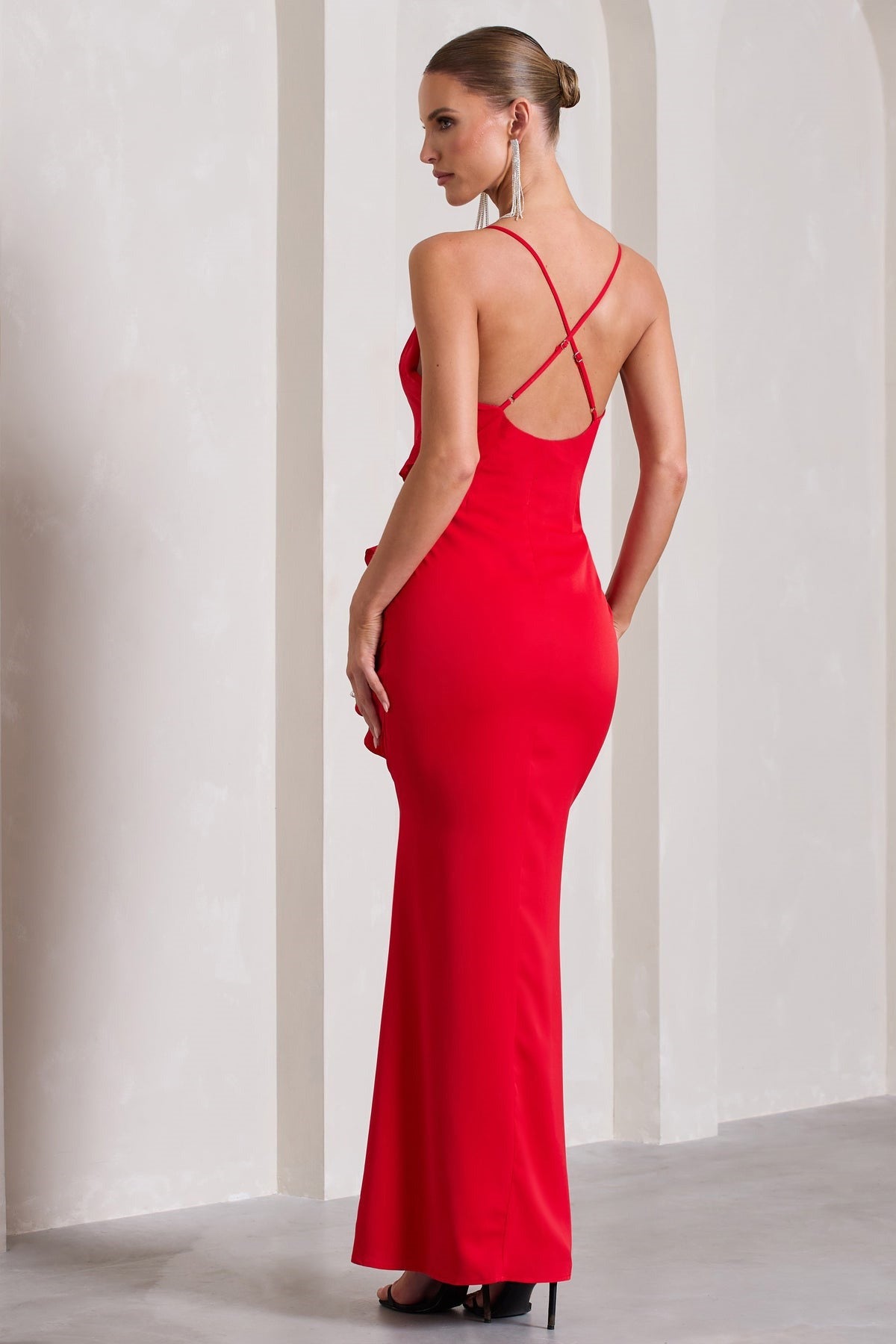 Vneck Ruffled Maxi Dress