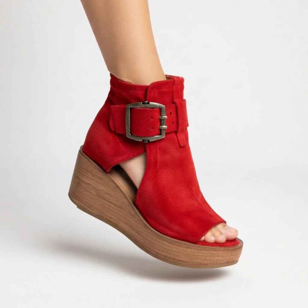 HEATHER™ - OPEN-TOE WEDGE SANDAL BOOTS