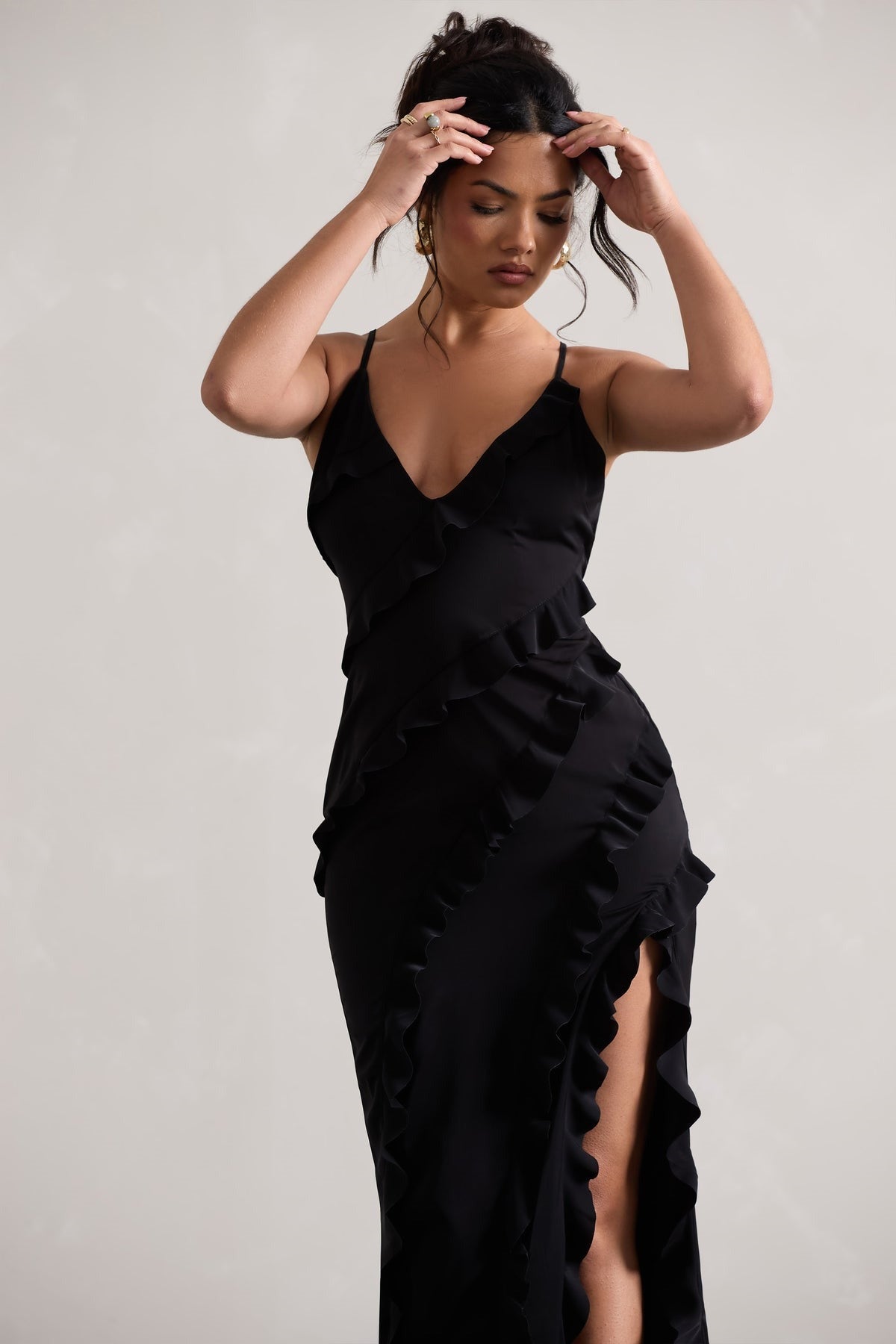 Vneck Ruffled Maxi Dress
