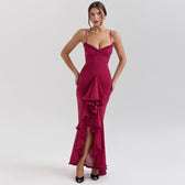 Sweetheart Ruched Ruffle High Split Mermaid Maxi Dress 3