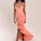 Sweetheart Ruched Ruffle High Split Mermaid Maxi Dress 4