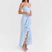 Sweetheart Ruched Ruffle High Split Mermaid Maxi Dress 10
