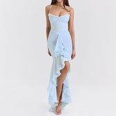 Sweetheart Ruched Ruffle High Split Mermaid Maxi Dress 5