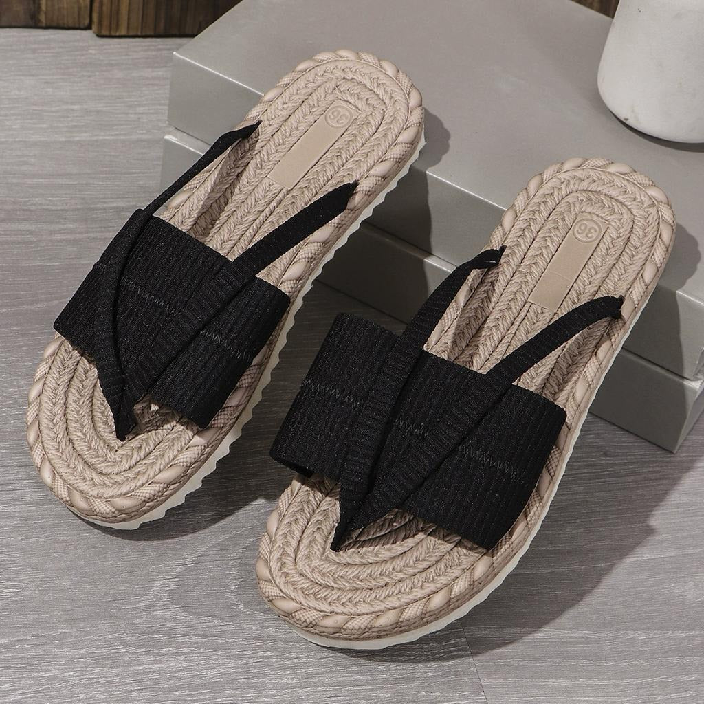 Open Toe Cross Band Espadrille Flat Slides