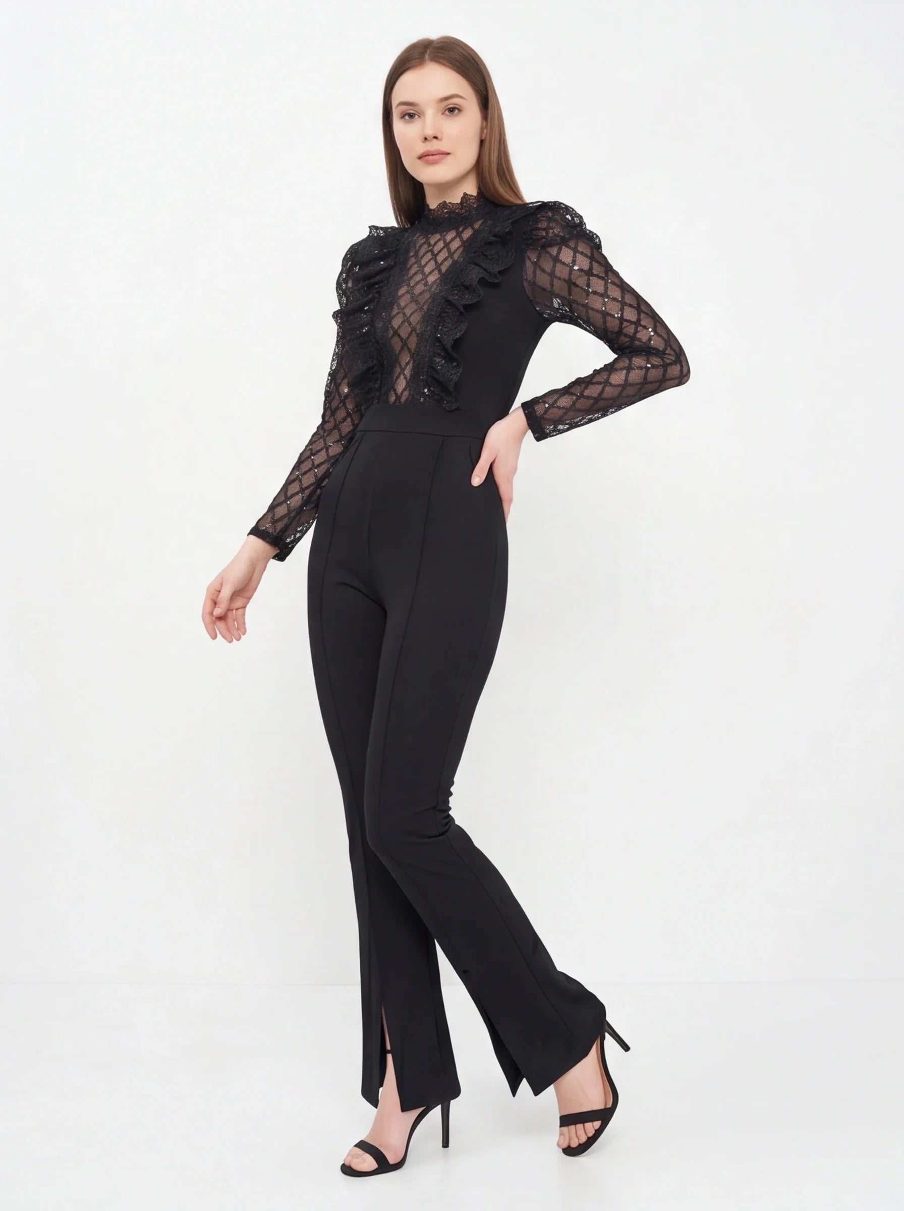 Elegant Chic See-Through Jumpsuit with Flattering Fit and Adjustable S