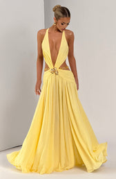 Deep V-Neck Cut Out High Split Chiffon Maxi Dress 4
