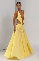 Deep V-Neck Cut Out High Split Chiffon Maxi Dress 5