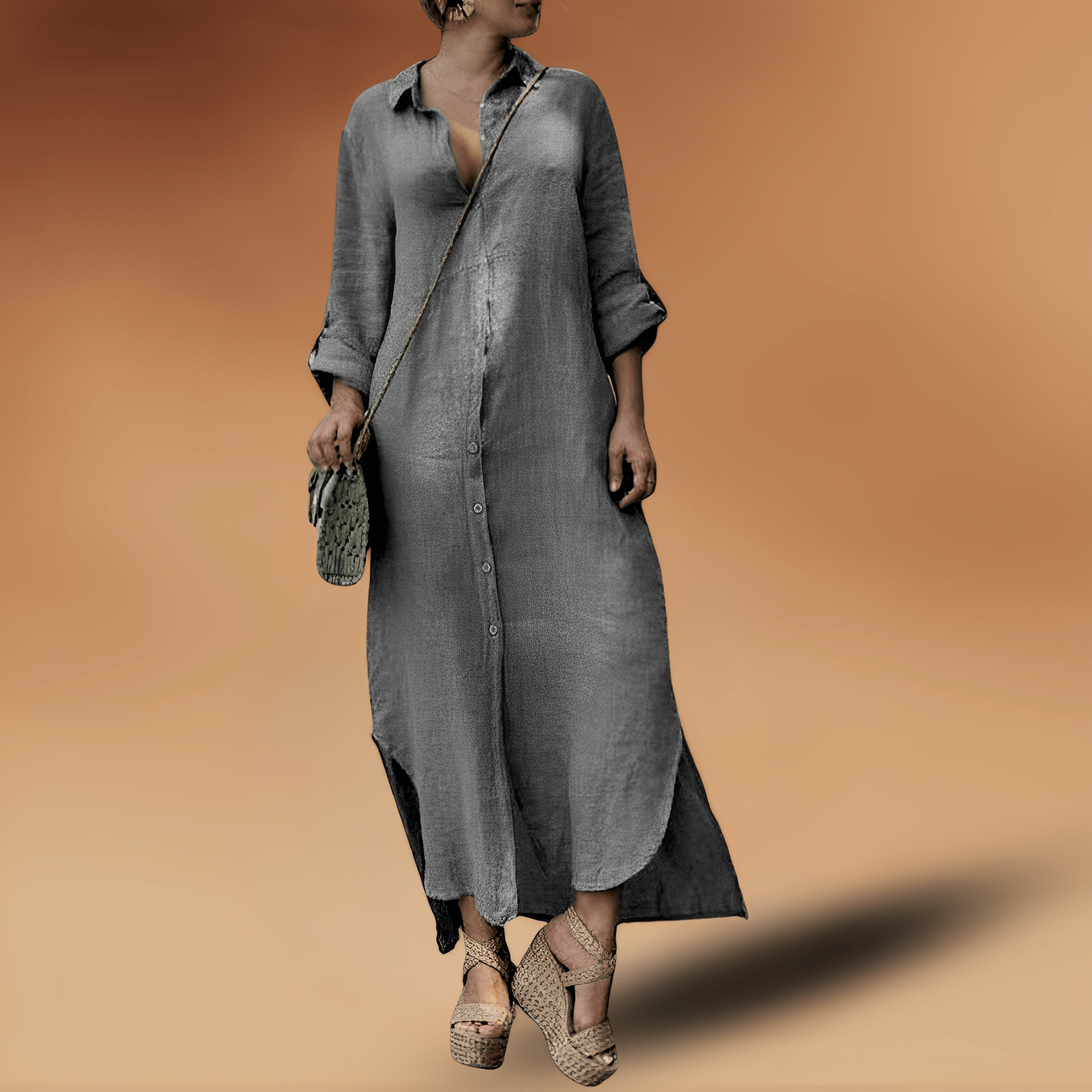 Diana Premium Long Linen Dress Boutique Collection