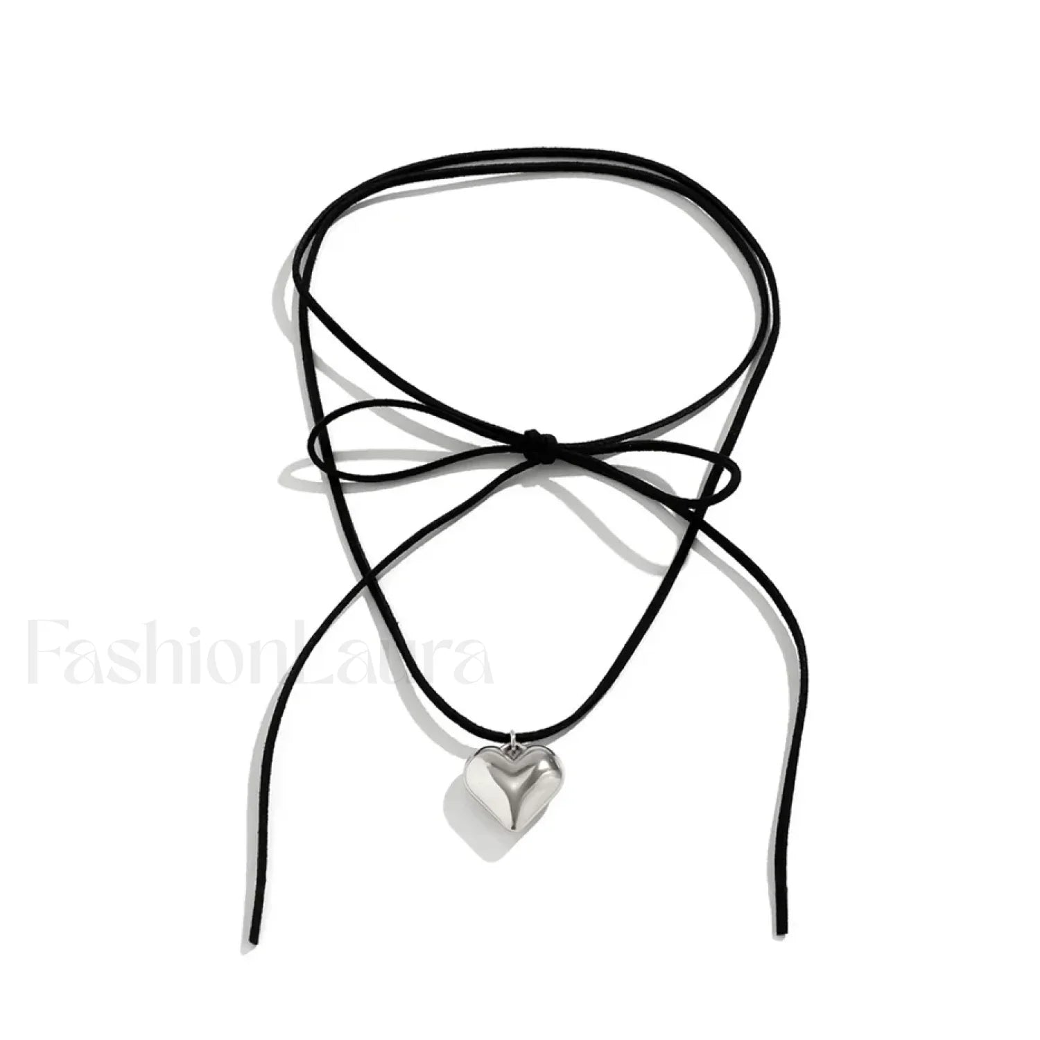 Ingemark Elegant Love Heart Collares Knotted Bowknot Y2K Necklace Silver