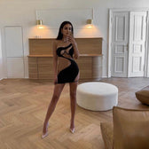 Mermaid Asymmetric Cut Out Mesh Mini Dress 6