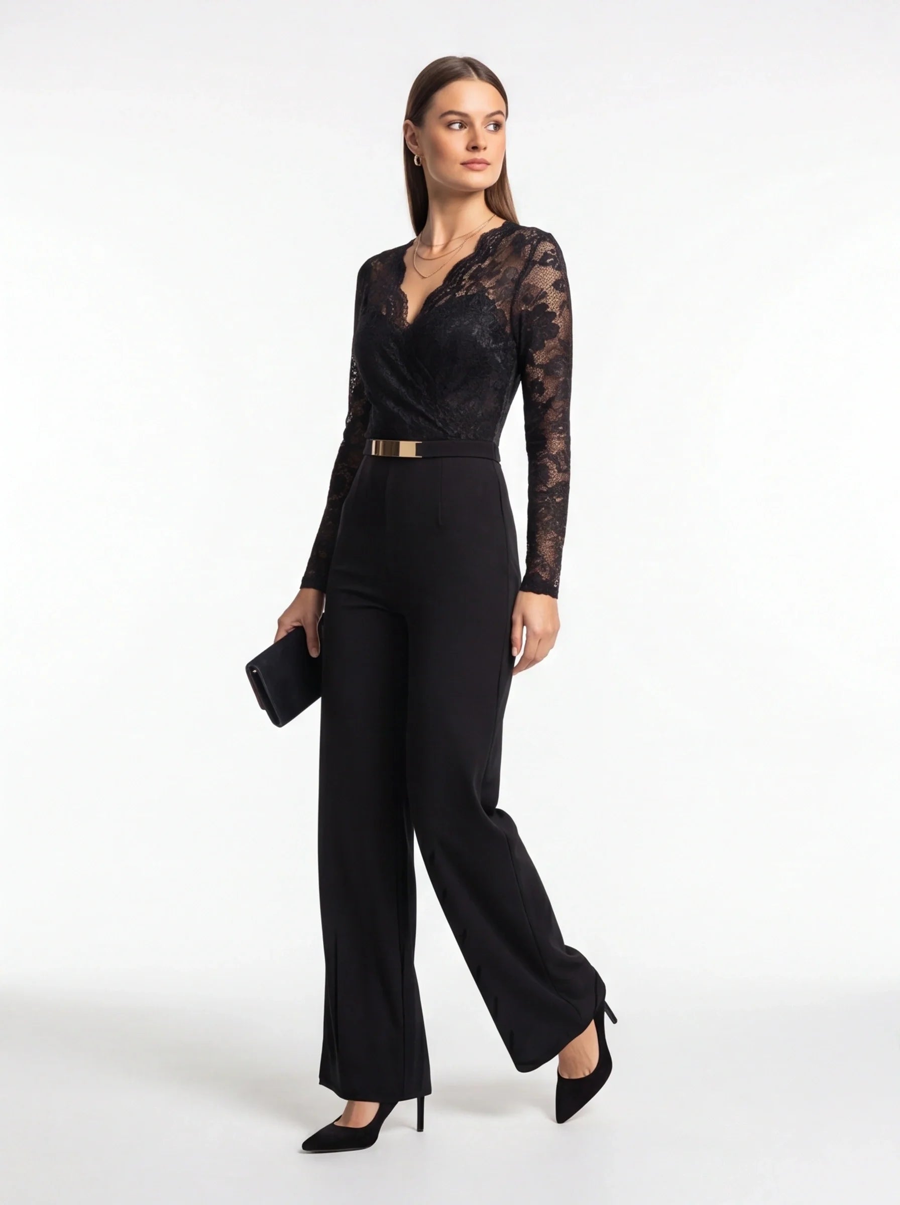 Elegant Professional Women's Jumpsuit with Pockets & Adjustable Straps