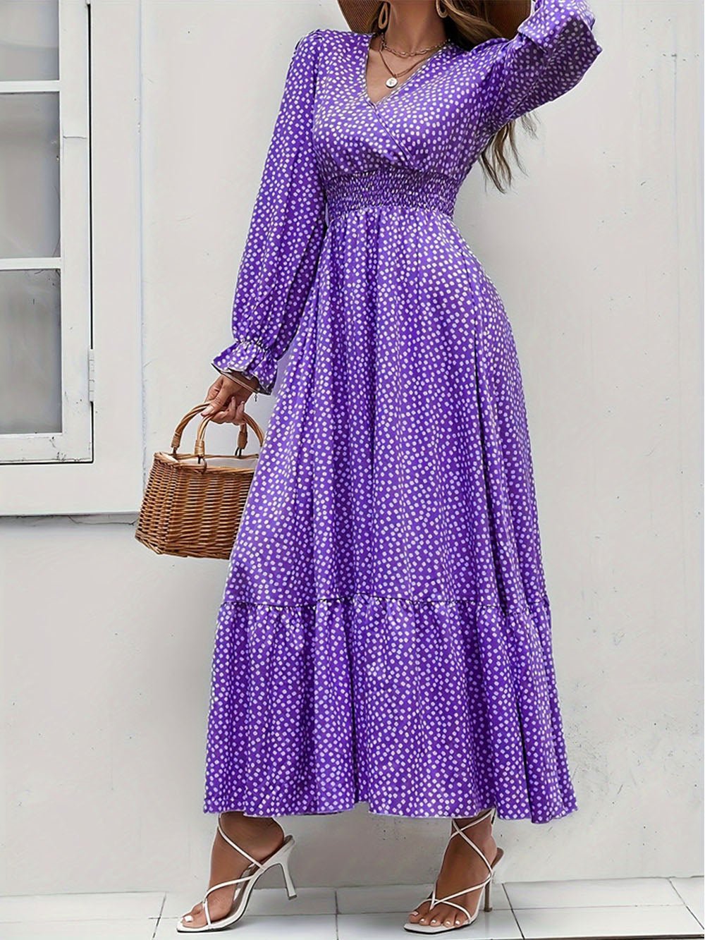 Isabelle Long Sleeve Ruffle Hem Maxi Dress