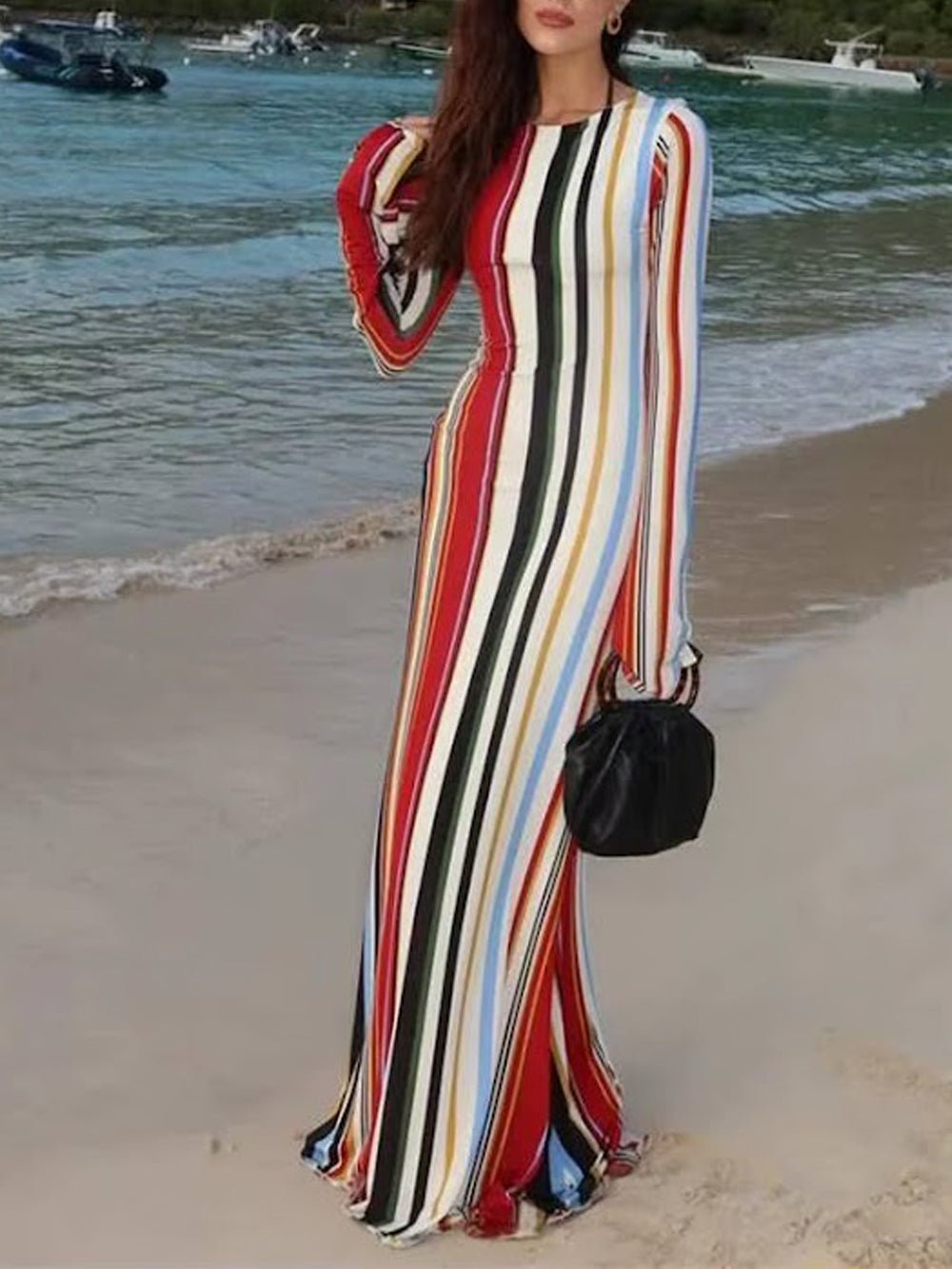 Isla Striped Long Sleeve Maxi Dress