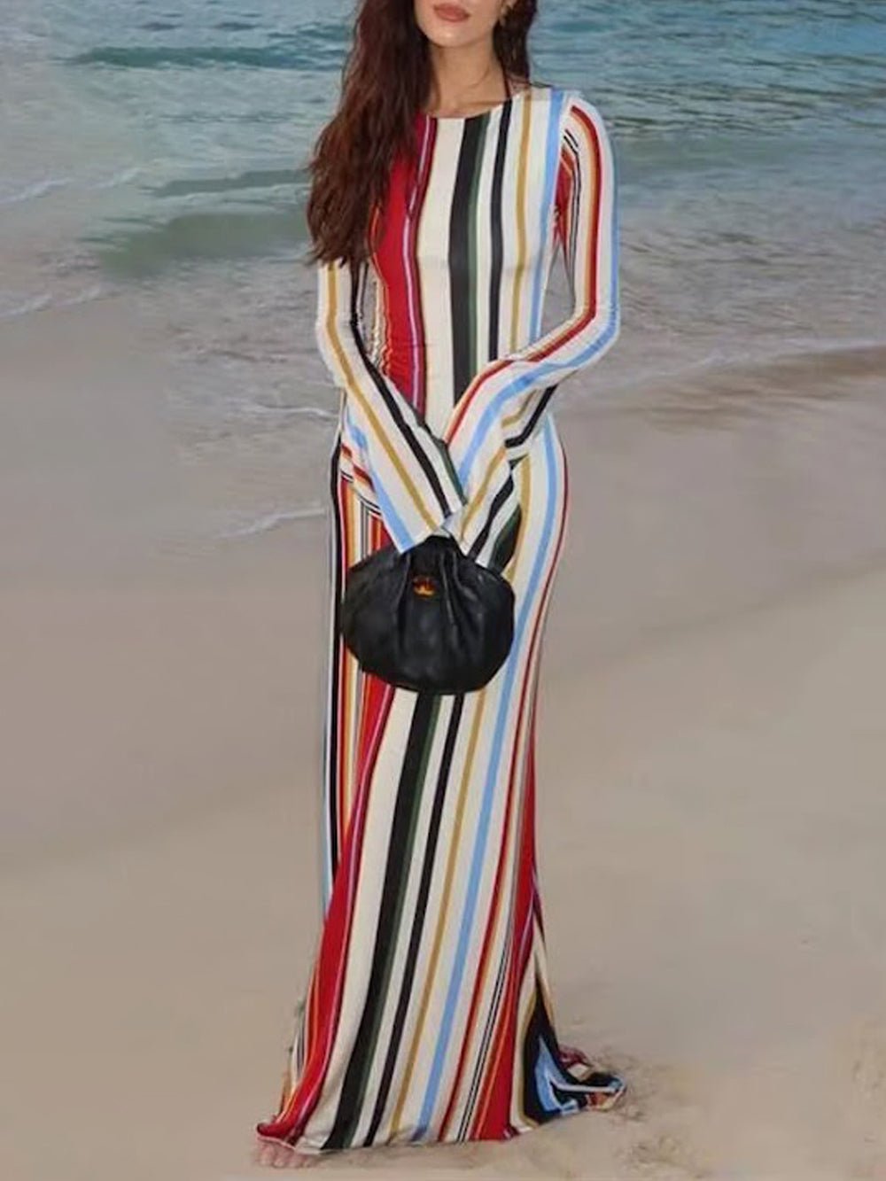 Isla Striped Long Sleeve Maxi Dress