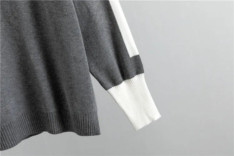 Contrast Trim Sweater and Jogger Pants Two Piece Set