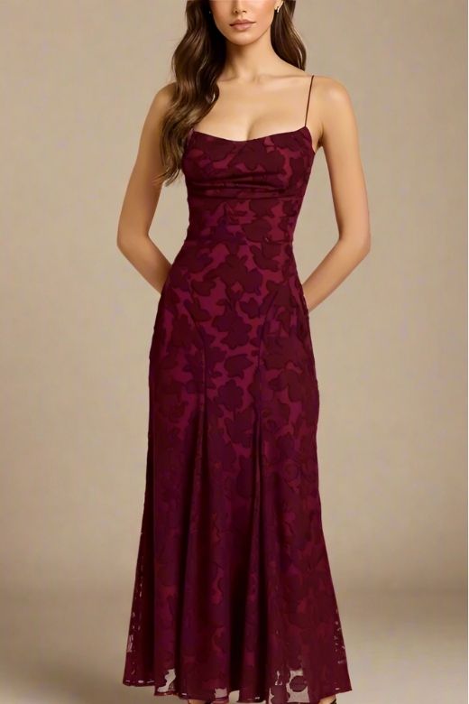 Ivy Bodycon Maxi Dress - Red Wine