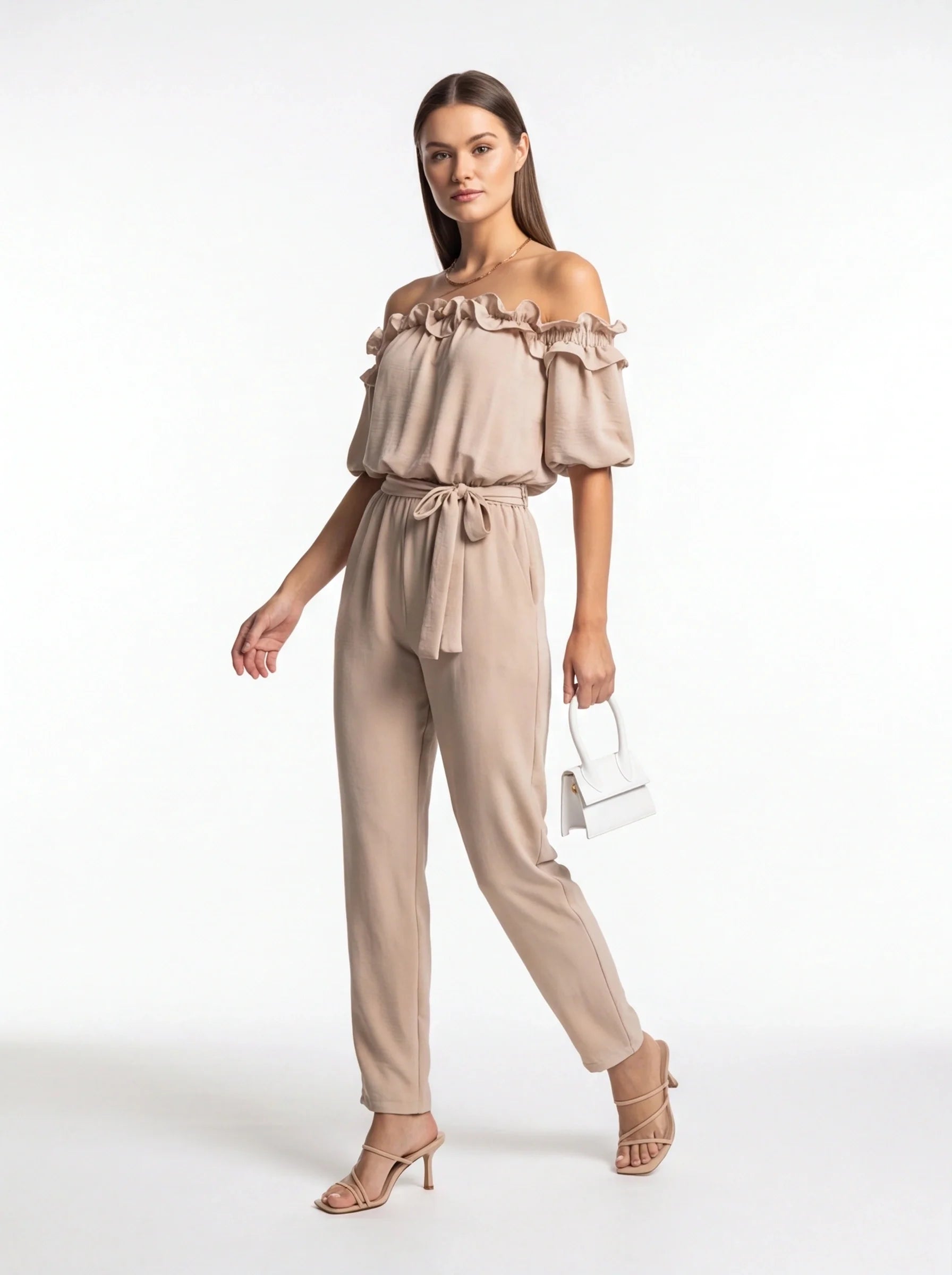 Lightweight Off-Shoulder Jumpsuit with Pockets