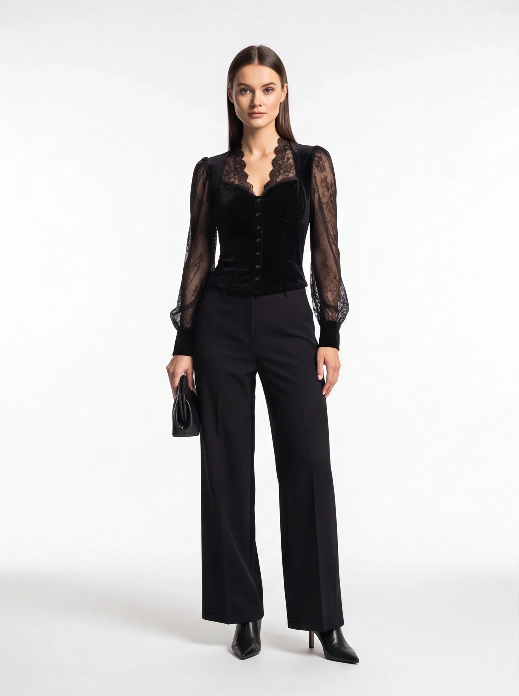 Elegant Sheer Lace Blouse for Women - Long Sleeve, Lightweight Design