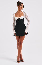 Lace Bustier Long Sleeve Fit and Flare Mini Dress 9