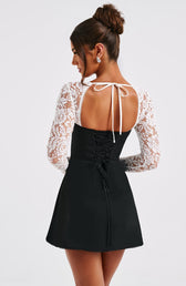 Lace Bustier Long Sleeve Fit and Flare Mini Dress 4
