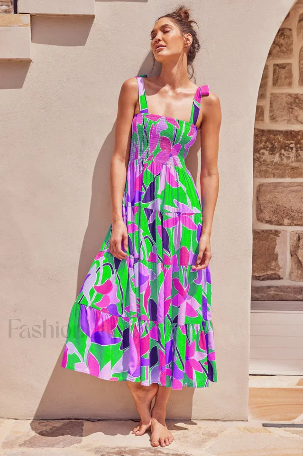 Jaclyn Smocked Stylish Maxi Dress S / 1#