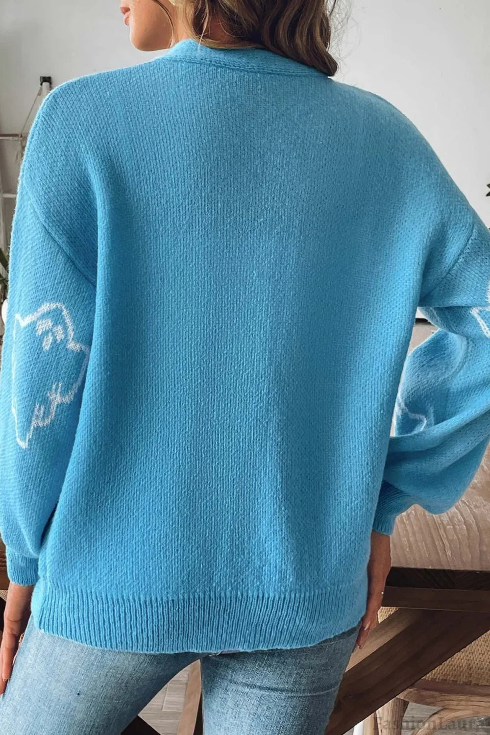 Jacquard Button Cardigan