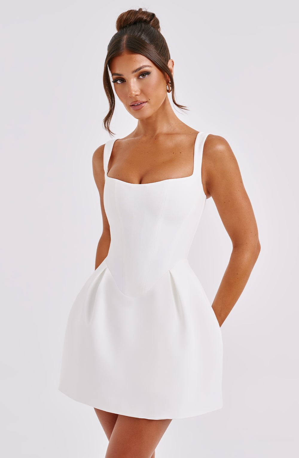 Corset Seam Scoop Neck Sleeveless Bubble Hem Mini Dress 5