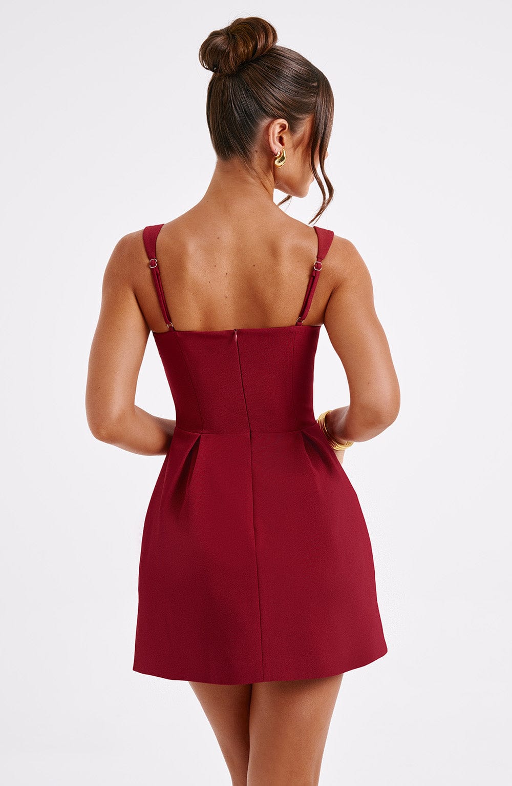 Square Neck Corset Bodice Pleated Bubble Skirt Mini Dress 3